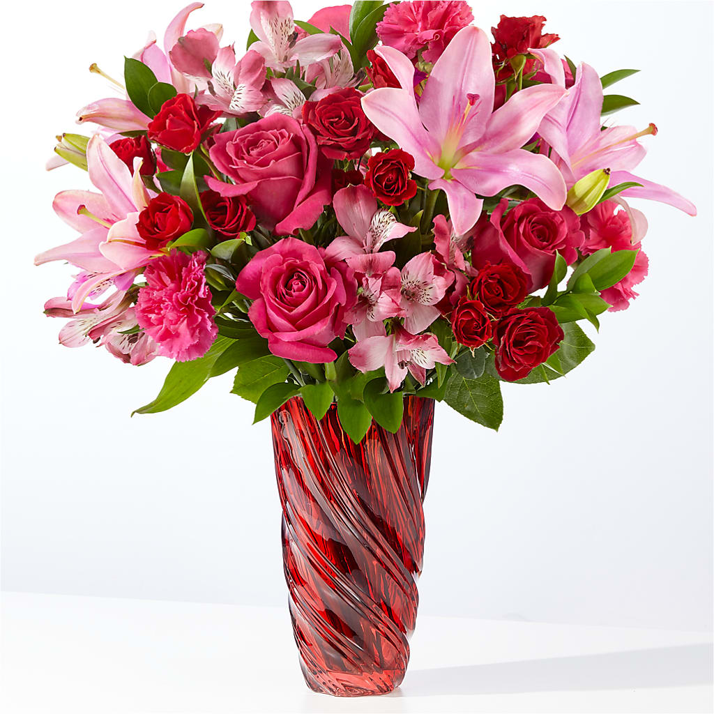 In Love Bouquet with Luxe Swirl Vase – Village Flower Company, Prairie Village KS