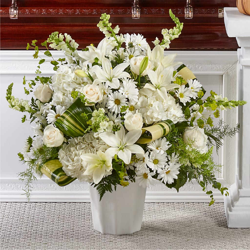 Thoughts of Tranquility Floor Basket – Village Flower Company, Prairie Village KS