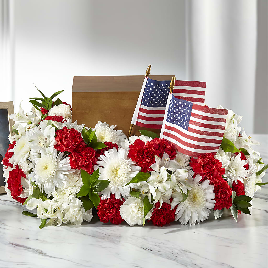Spirit of Patriotism Cremation Adornment – Village Flower Company, Prairie Village KS