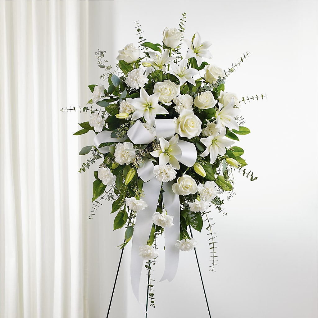 With Care Standing Spray – Village Flower Company, Prairie Village KS