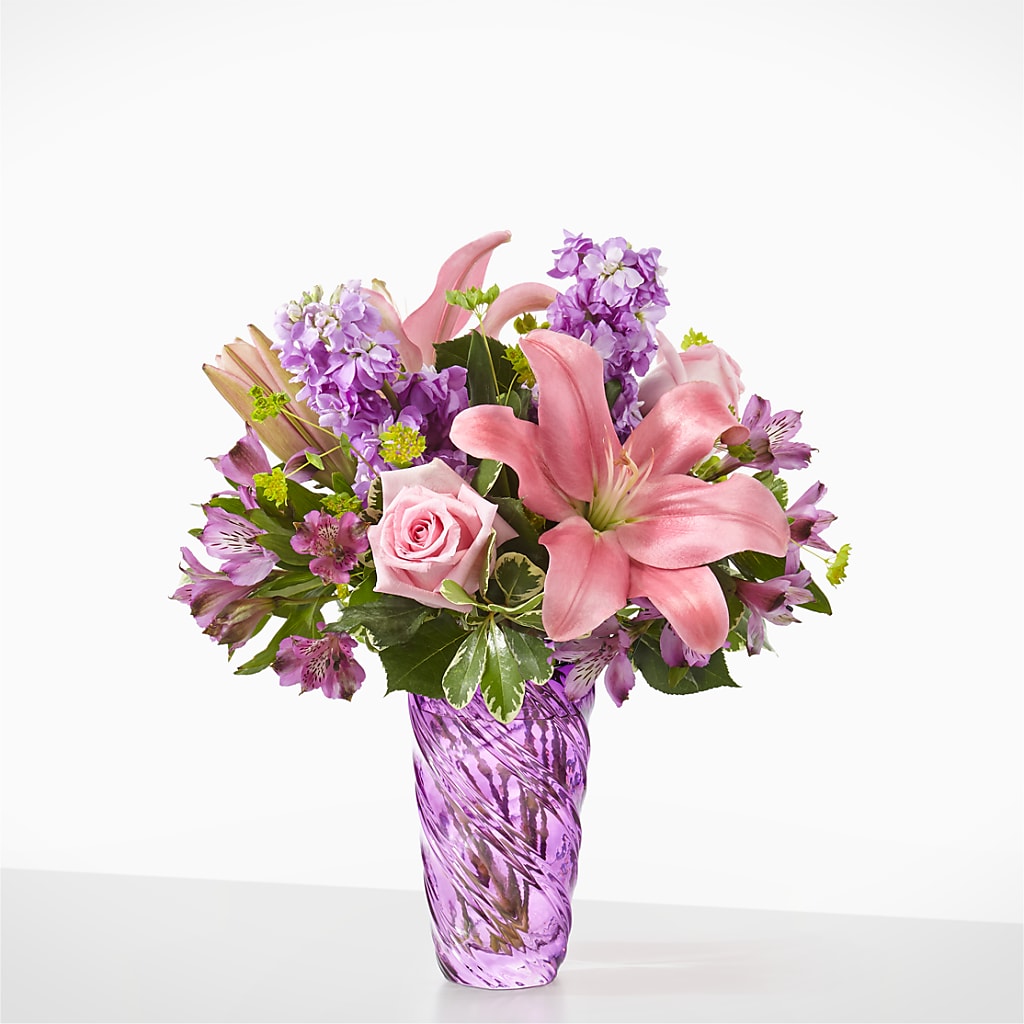 Precious Petals Bouquet with Luxe Swirl Vase – Village Flower Company, Prairie Village KS