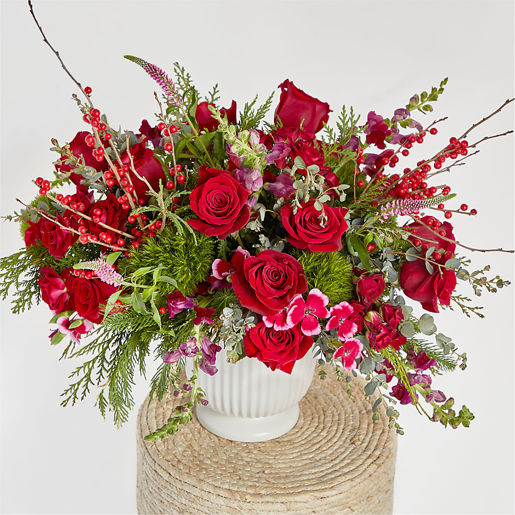 Big Red Bow Bouquet –  Village Flower Company, Prairie Village KS