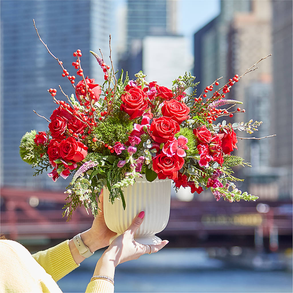 Big Red Bow Bouquet –  Village Flower Company, Prairie Village KS