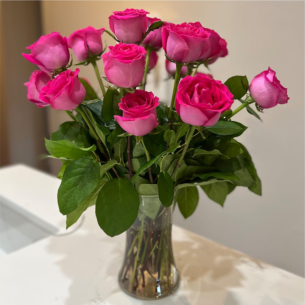Long Stem Pink Rose Bouquet –  Village Flower Company, Prairie Village KS