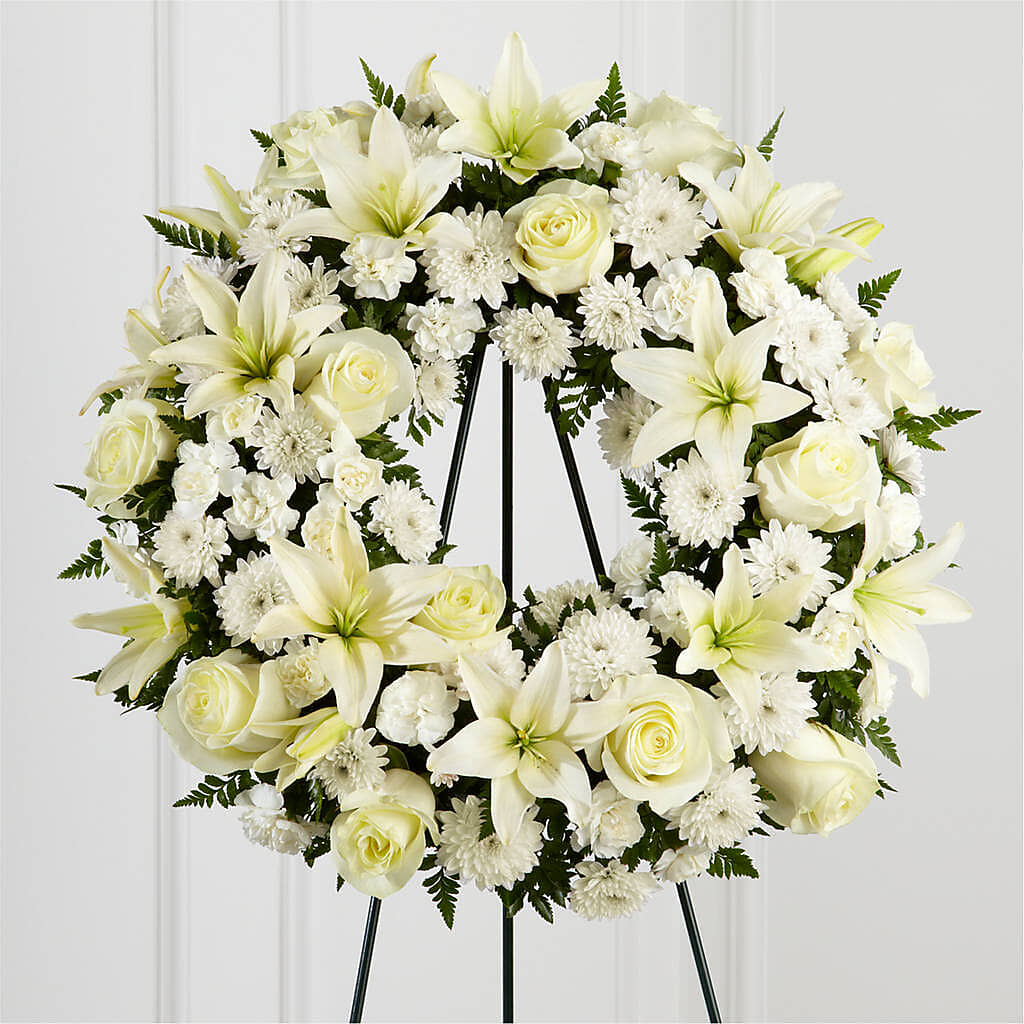 Treasured Tribute Wreath –  Village Flower Company, Prairie Village KS