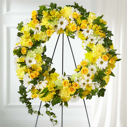 Golden Remembrance Wreath –  Village Flower Company, Prairie Village KS